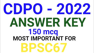 BPSC CDPO ANSWER KEY 2022 / BPSC CDPO SOLUTION 2022 / BPSC CDPO SOLUTION