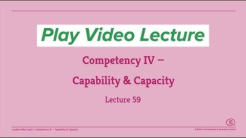 Video Lecture PREVIEW Competency IV — Capability & Capacity of Teams | Leaders Who Coach™