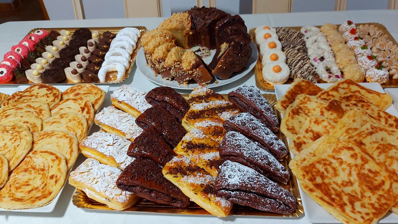 مائدة فطور العيد👌بأقل مجهود🤗بلاطو بريوش من عجينة واحدة  كيكة حجم عائلي بدوقين.. مسمن وملوي 2×1