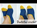 CÓMO TEJER PANTUFLAS A CROCHET FÁCIL TODAS LAS TALLAS DE ADULTO