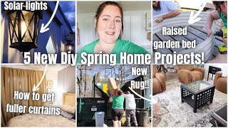 5 NEW SPRING HOME DIY PROJECTS // LIVING ROOM RUG REFRESH // SOLAR LIGHTS // RAISED GARDEN BEDS 2024