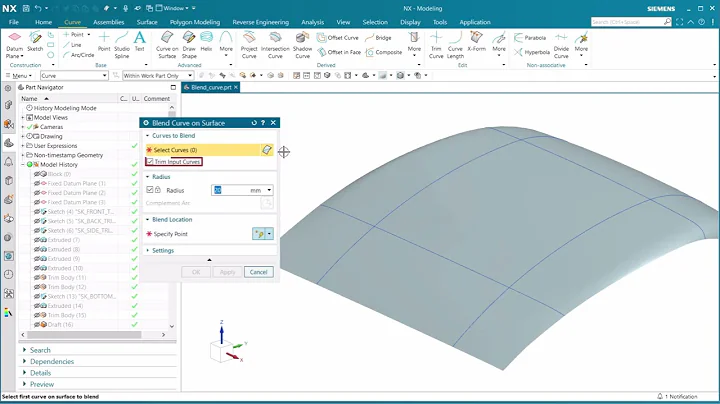 Siemens NX Tutorials: How to Create Blend Curve on Surface Using Siemens NX?
