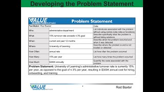 Continuous Improvement 13 - Developing a Problem Statement - Value Generation Partners
