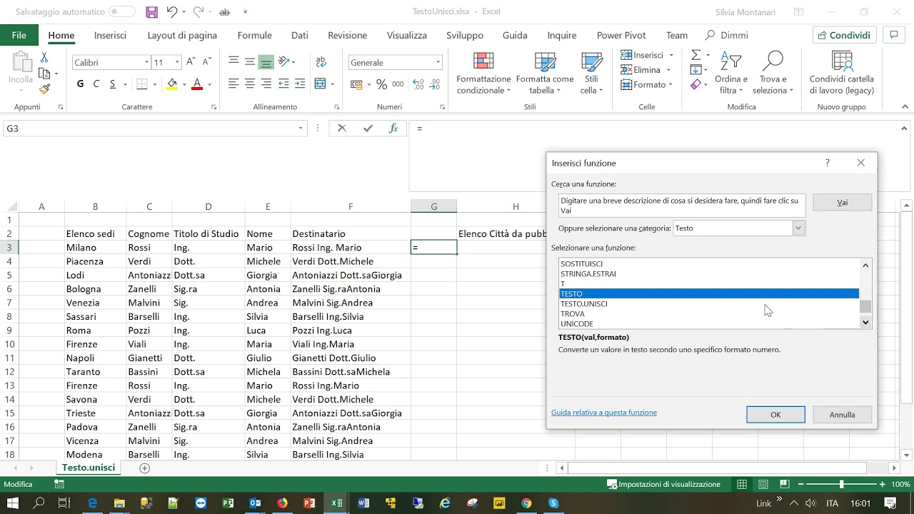 Concatena e Testo.Unisci Due Funzioni Excel a confronto - YouTube