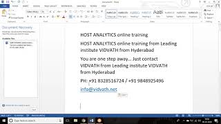 Host Analytics Online Training