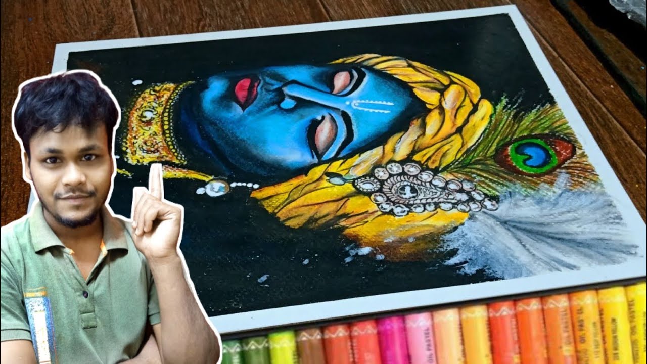 Krishna drawing with oil pastel / easy Krishna drawing // oil ...