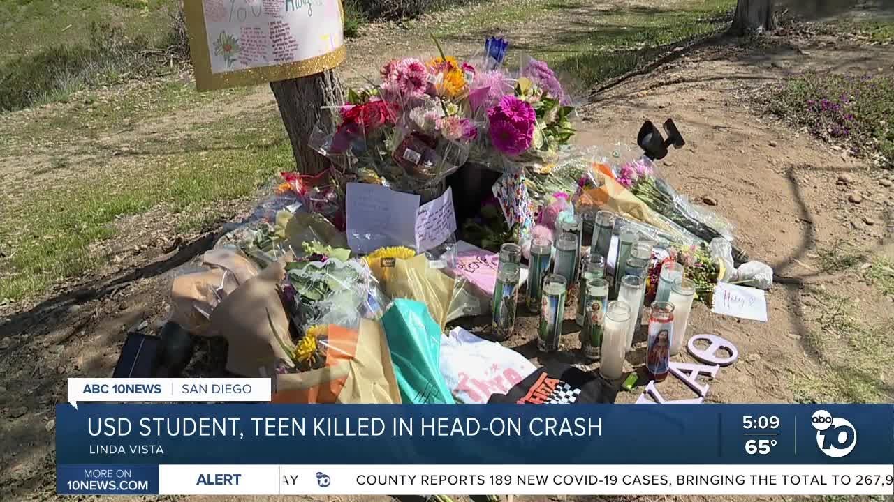 Memorial grows for two students killed in head on crash - YouTube