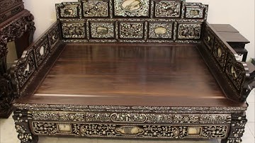 Giường Ngũ Sơn Cổ, Cẩn Ốc Xà Cừ Đẹp ( Mặt Gỗ)- Giường Ngủ Sang Trọng, Đẳng Cấp