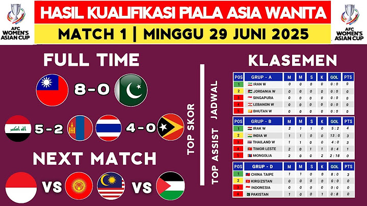 Hasil Kualifikasi Piala Asia Wanita Hari Ini - China Taipei vs Pakistan - Klasemen Kualifikasi Piala