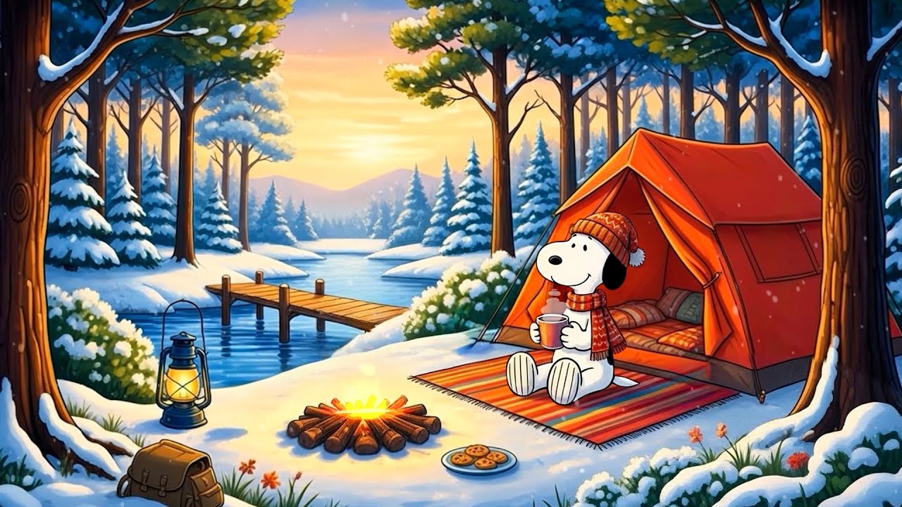 Snoopy’s Cozy Winter Campfire 🔥 Soft Lofi for Relax & Sleep ❄️Chill Lofi for Peaceful Days