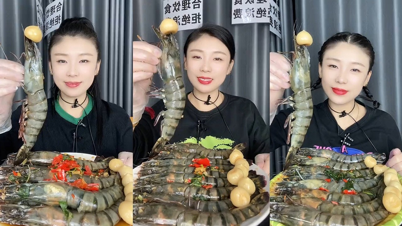 【MUKBANG】Black Tiger Shrimp🦐🌶🍋🧄#Seafood#ASMR#yummy
