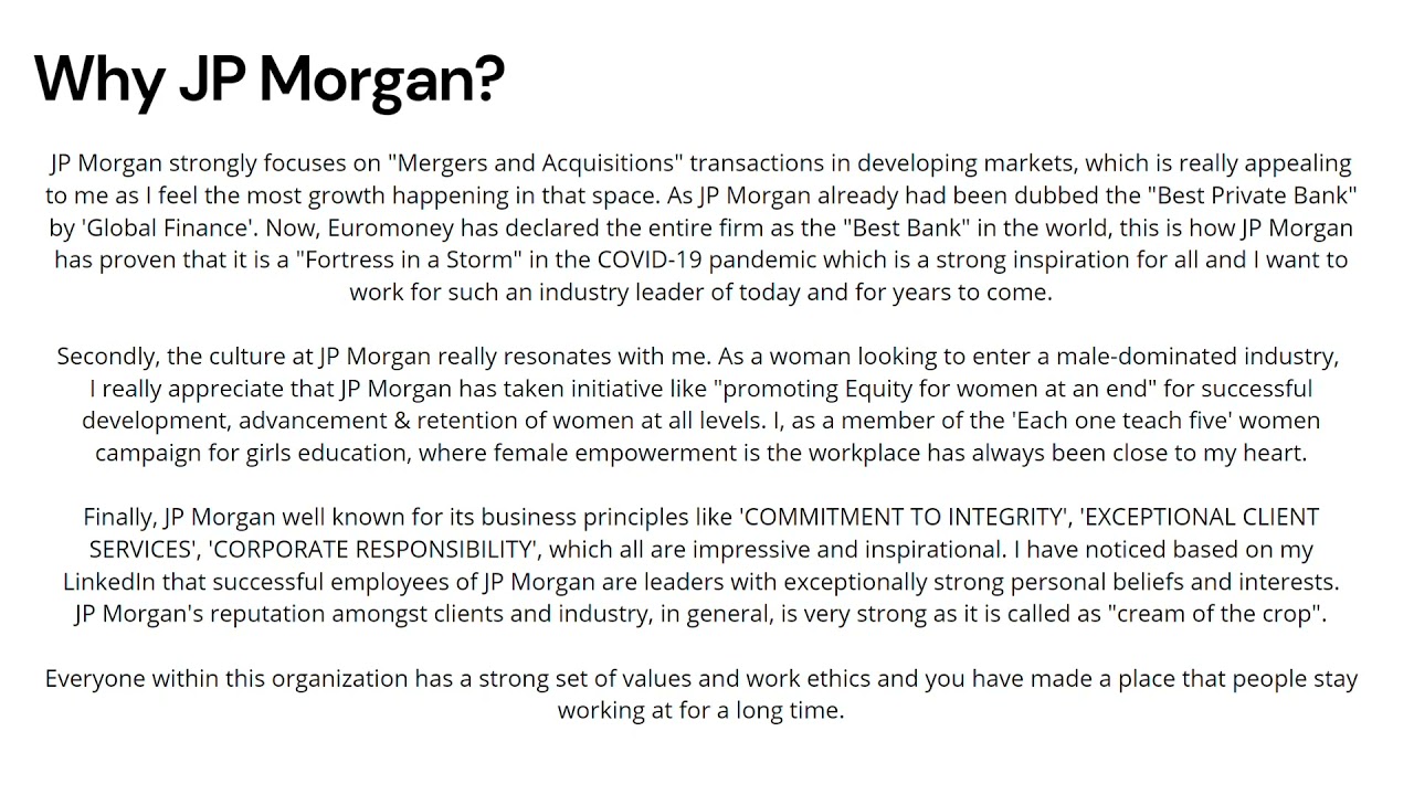 jp morgan interview case study