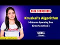 6.6 Kruskals Algorithm for Minimum Spanning Tree- Greedy method | Data structures