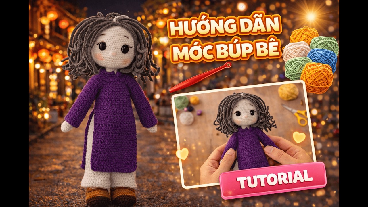 Hướng dẫn móc búp bê mặc áo dài Việt Nam/crochet doll/ Nhat Hong Yarn