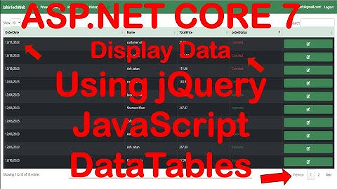 Asp.net Core7 Web App Part 39. Display, paging and sort data using DataTables JQuery and Javascript.
