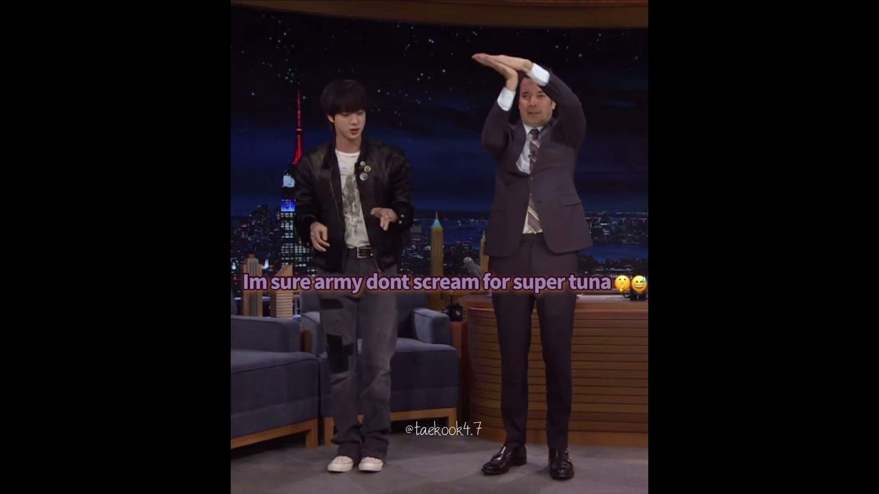 Jin at jimmy fallon show 😅 #bts #btsmember #kimseokjin #jin #supertuna #jimmyfallon #runningwild