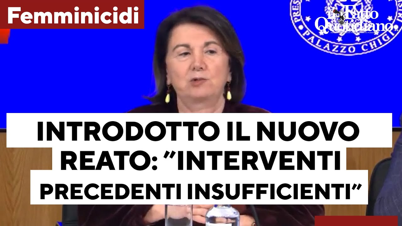 Roccella annuncia il reato di femminicidio e ammette: 