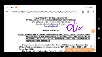 JKSSB Two Fresh Updates || Answer Key Update || No information about 2nd list of JKSSB class IV