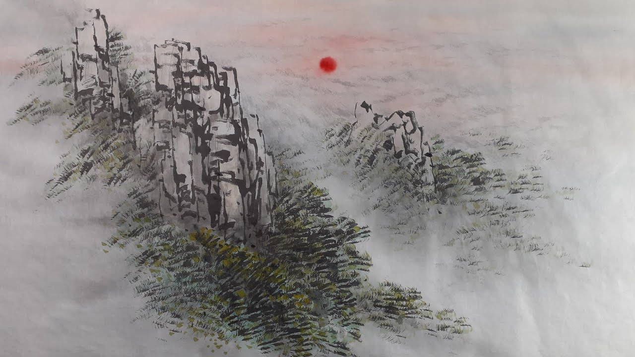 대운산에서본 일출#산수화#한국화