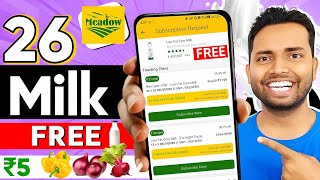 26 Bottle Milk FREE - ₹5 Vegitables Offer Meadowkart App | Meadowkart Free Milk & Grocery Order App✅ screenshot 3