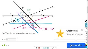 Finding angle measures between intersecting lines : Khan Academy