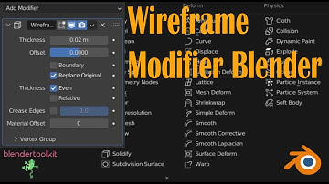 Blender , модификатор Wireframe со всеми настройками