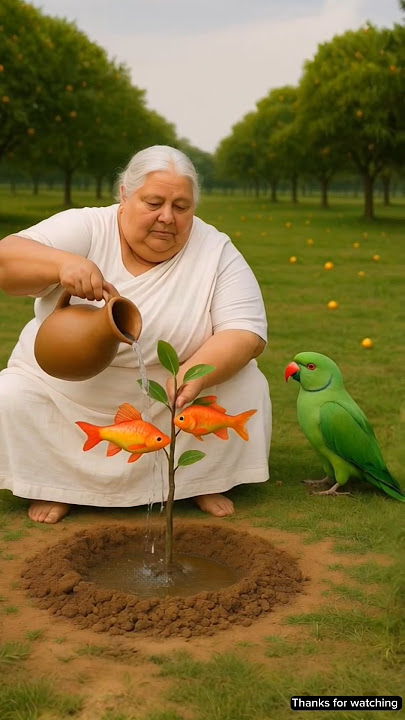 This grandmother plants 😱 a fish 🐠 tree and catches a lot of fish #ai #ytshorts #fish #facts