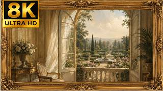 Luxury Palace Window Garden View 8K | Elegant Frame TV Art | Vintage European Interior Scenery screenshot 4