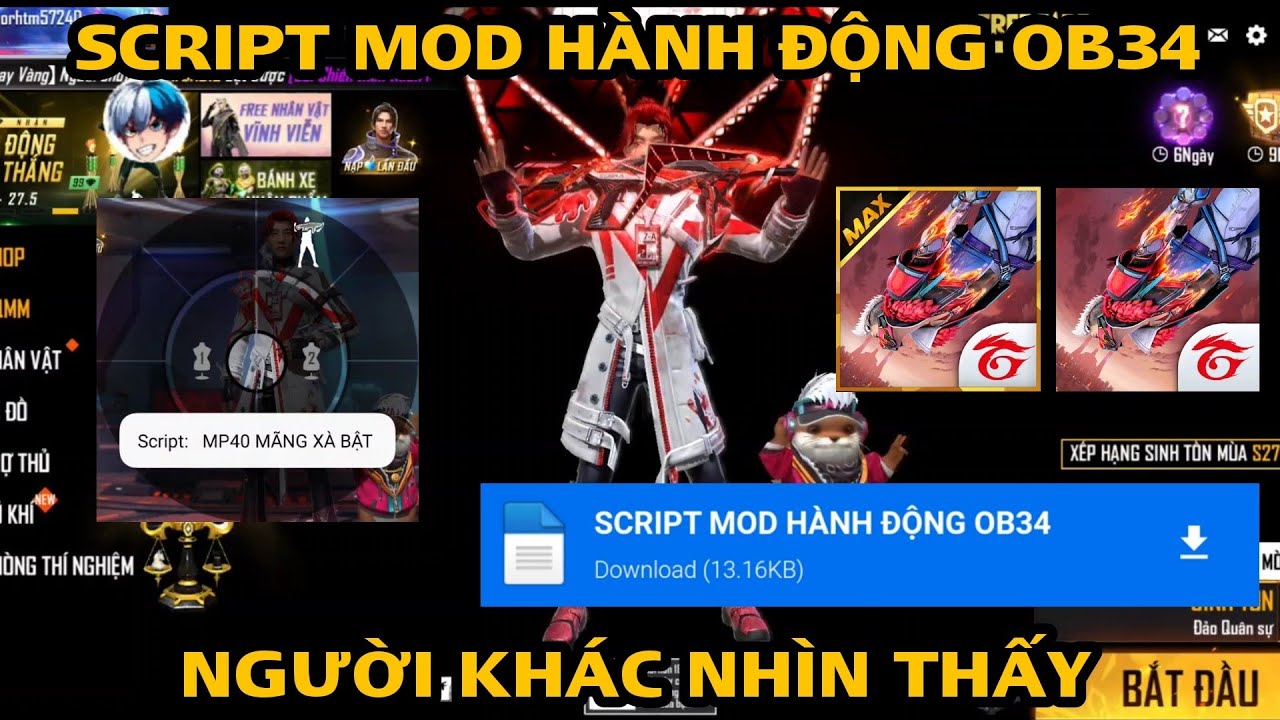 HƯỚNG DẪN MOD SCRIPT HÀNH ĐỘNG NGƯỜI KHÁC NHÌN THẤY FREE FIRE OB34 KHÔNG KHOÁ ACC