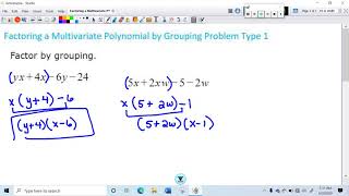 Factoring a Multivariate Polynomial by Grouping Problem Type 1