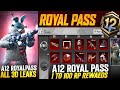 A12 Royal pass All 3D Leaks | A12 Royal pass 1 To 100 RP Rewards | Best Mythic Outfit &amp; Emote| PUBGM