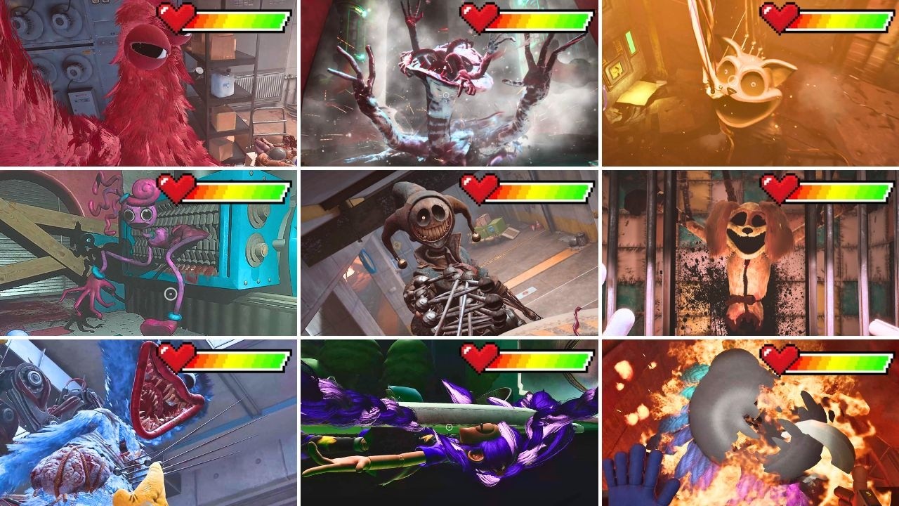 Poppy Playtime: Chapter 1 To 5-All Main Bosses With Healthbar