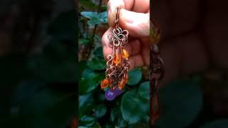 Медные серьги с аметистом и хрусталём #handmade #серьги #crystals #romepaulart