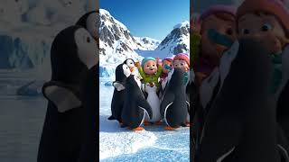 Dudi Dudi Dam Dam 🐧❄️ Penguin Dance with Kids | Funny Cartoon #shorts