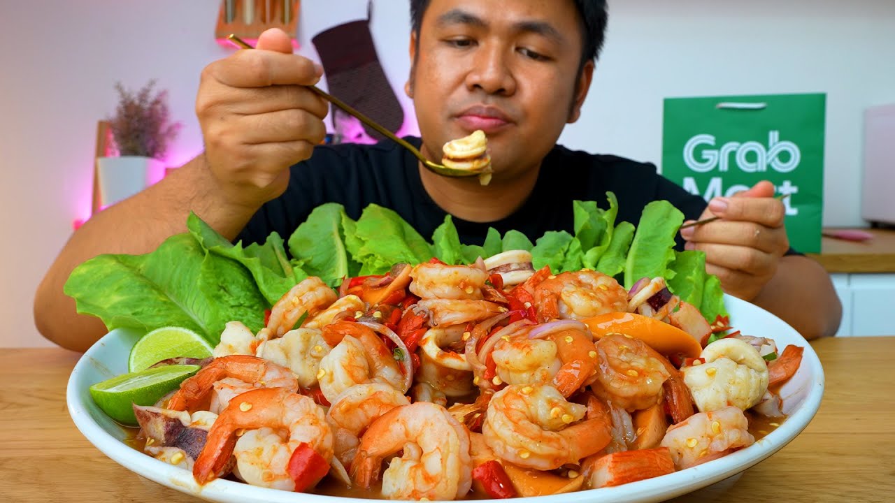 ยำทะเลกุ้งเด้ง น้ำปลาร้าเดือด พริก 100 เม็ด : BANKII