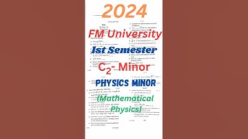 +3 Chemistry Hons. C2 Minor Physics Paper 1 2024 PYQ