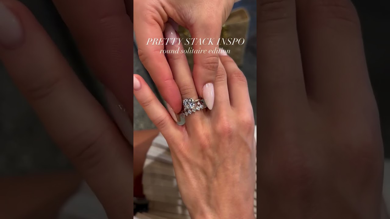 We love this way to stack our timeless & classic 2.5 Carat round solitaire, The 2.5 Carat Emmy Ring