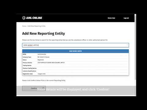 AML Online - How to create a Reporting Entity