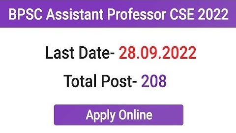 BPSC Assistant Professor Computer Science & Engineering Recruitment 2022|BPSC Assistant Professor CS