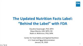 Behind the Updated Label with FDA: Nutrition Facts for Health and Cancer Prevention Webinar