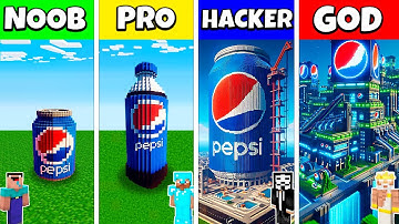 Minecraft Battle: NOOB vs PRO vs HACKER vs GOD: PEPSI SODA HOUSE BASE BUILD CHALLENGE / Animation