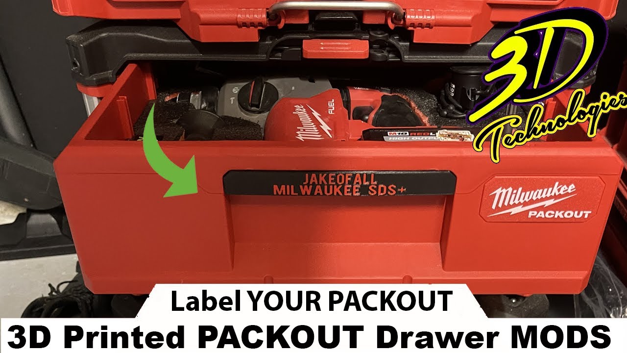 genstand tre skal QuickTip : 3D Printed Label MOD for the Milwaukee Tool PACKOUT Drawers from  3D Technologies USA - YouTube