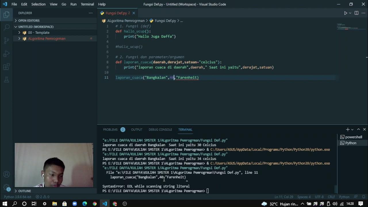 Penjelasan Fungsi (def) Pada Python - YouTube