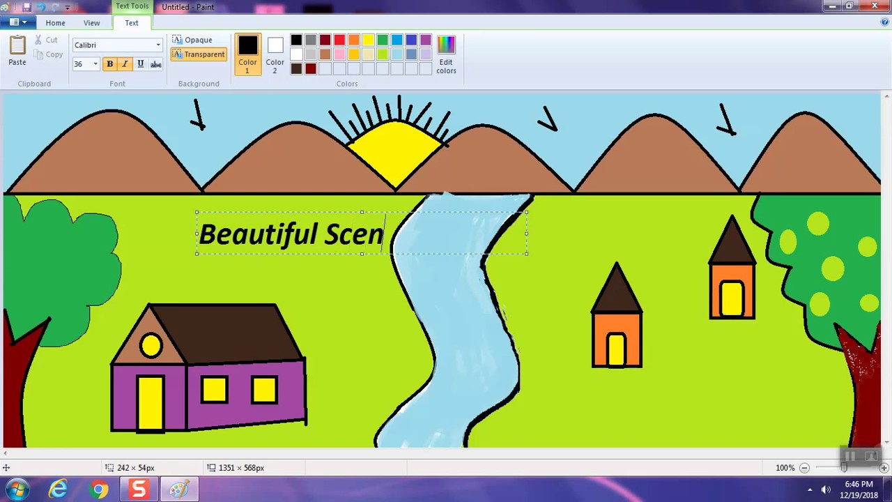 Scenery Demo using MS - Paint - YouTube