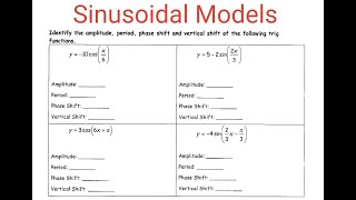 SINE-COSINE FUNCTIONS: Amplitude, Period, Phase Shift & Vertical Shift Of Transformed Functions