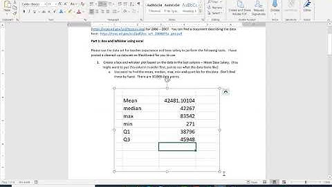 Normal Activity Video 1 - 5 number summary with excel