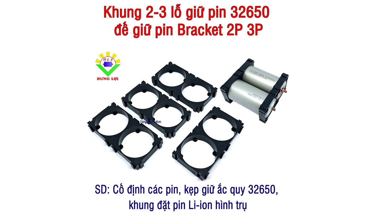 Khung 2-3 lỗ pin lithium sắt lifepo4 32650 đế giữ pin Bracket 2P 3P