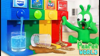 Pea Pea Drinks Colorful Soda 🍹 LEGO Vending Machine | Funny Cartoon for Kid