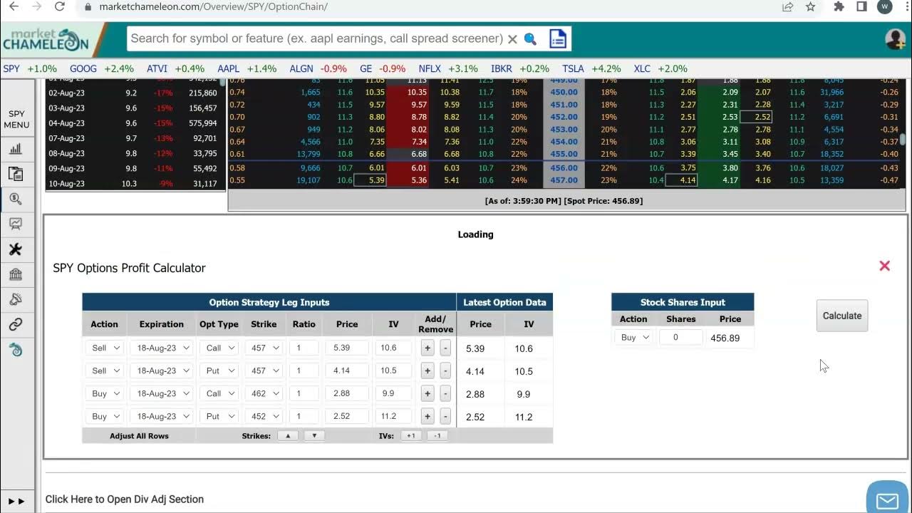 Option Profit Calculator for a Butterfly Option Spread YouTube