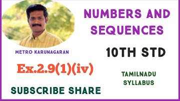 10th Std Maths Ex 2.9(1)(iv) Find the sum of following series 1+4+9+16+....+225